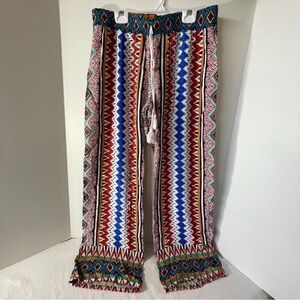 Bebop Women’s Colorful Boho Wide Leg Long Pants Size L